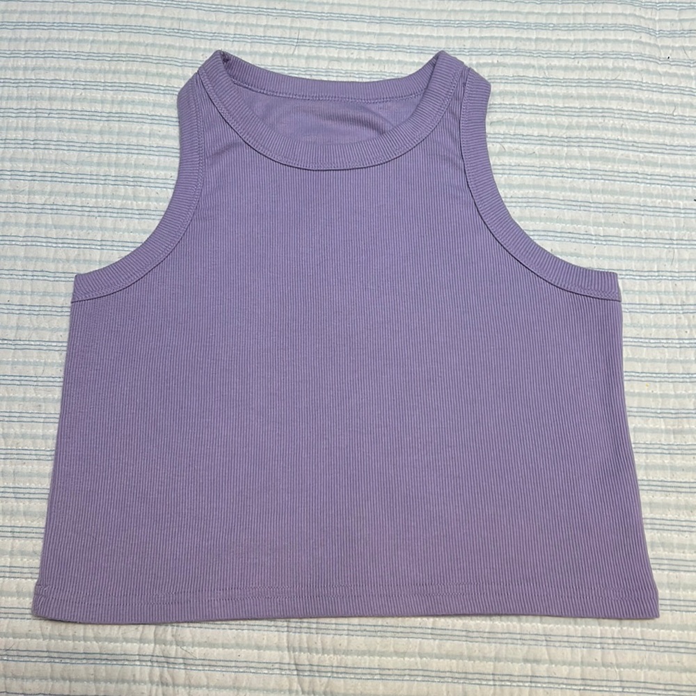Lavender High Neck Crop Tank